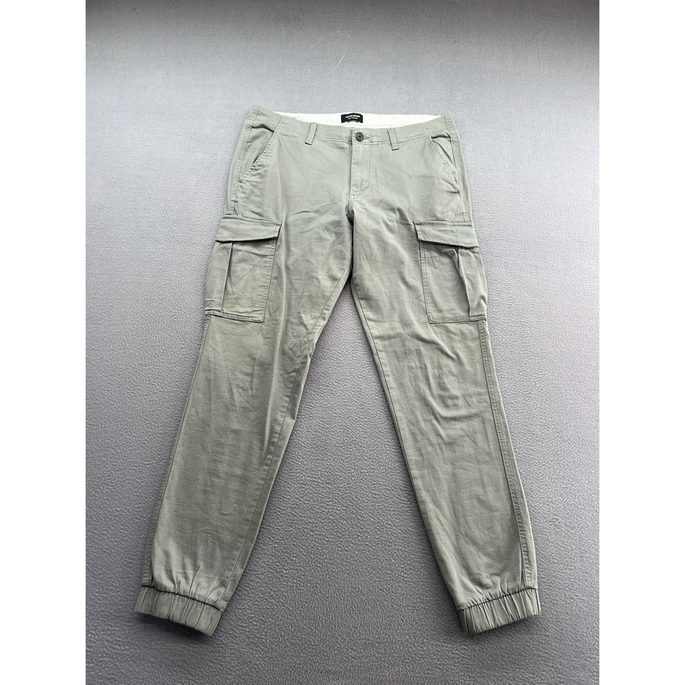 Jack & Jones Pants Mens 34x34 Olive Green Slim Marco Cargo Jogger Stretch